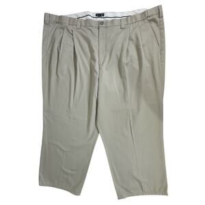 Kingsize Pants Size 53x26 Stone Beige Pleated Very High Rise 100% Cotton‎